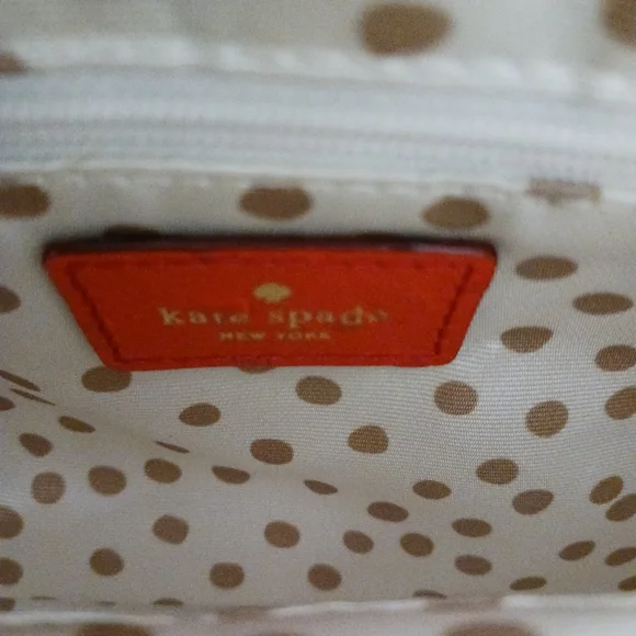 NWOT Kate Spade Red Ostrich Embossed Shoulder Bag, Gold Chain Strap - Picture 11 of 12